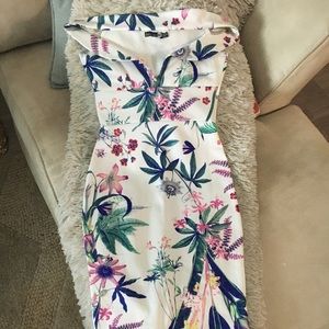 Bodycon off the shoulder floral dress
